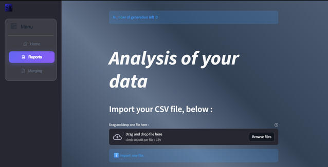 SolveReport Analysis Page, where you create your reports and download them.